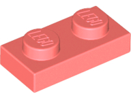 Пластинка 1 x 2 кораловий LEGO Пластинка 1 x 2